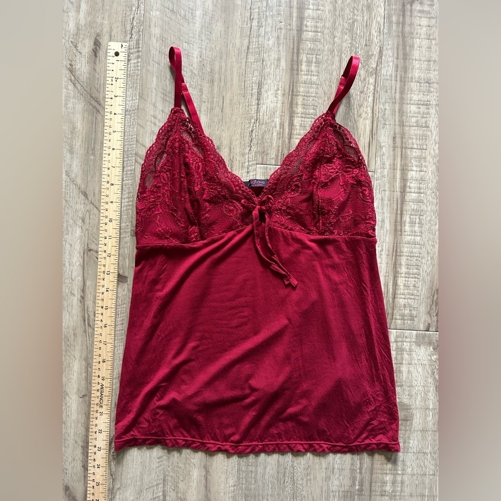Red Lace Trim Camisole sexy intimates layer statement holiday - Picture 7 of 9